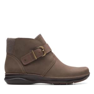 Clarks Appley Mid Enkellaars Dames Grijs Bruin | CLK149HLI