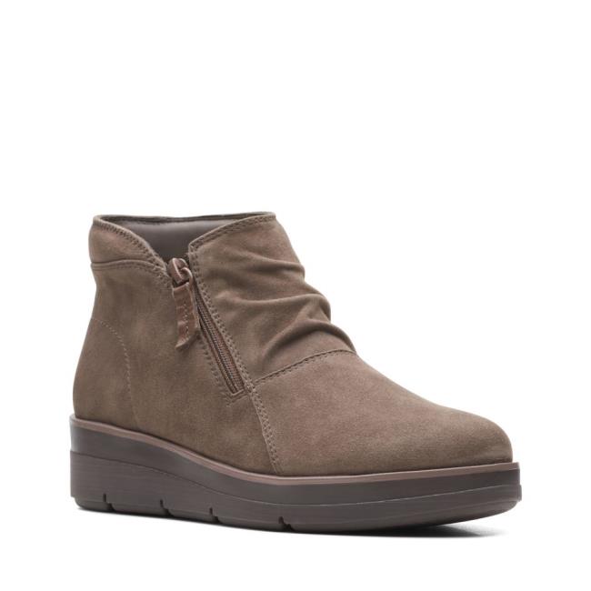 Clarks Shaylin Up Enkellaars Dames Grijs Bruin | CLK632ZMD