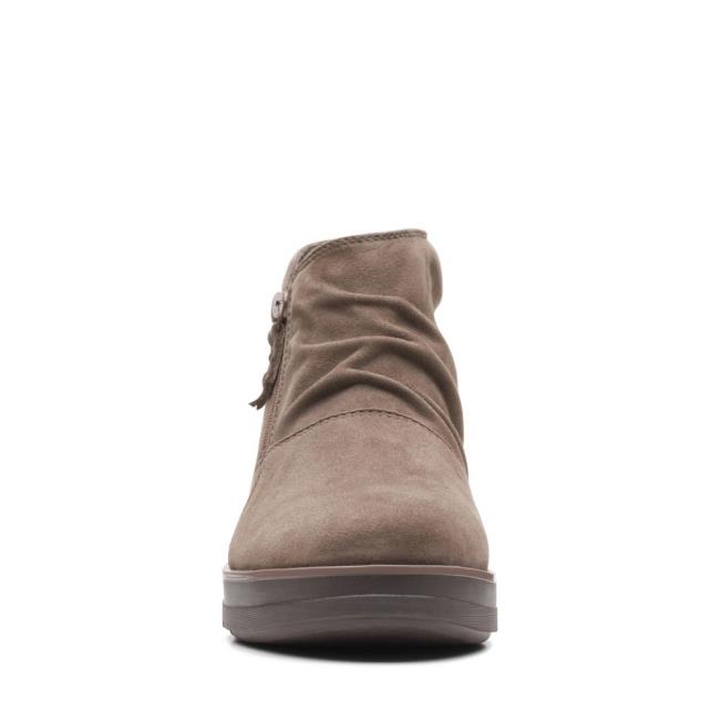 Clarks Shaylin Up Enkellaars Dames Grijs Bruin | CLK632ZMD